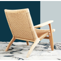 Hans Wegner Wood Natural Rattan Chaise tricotée